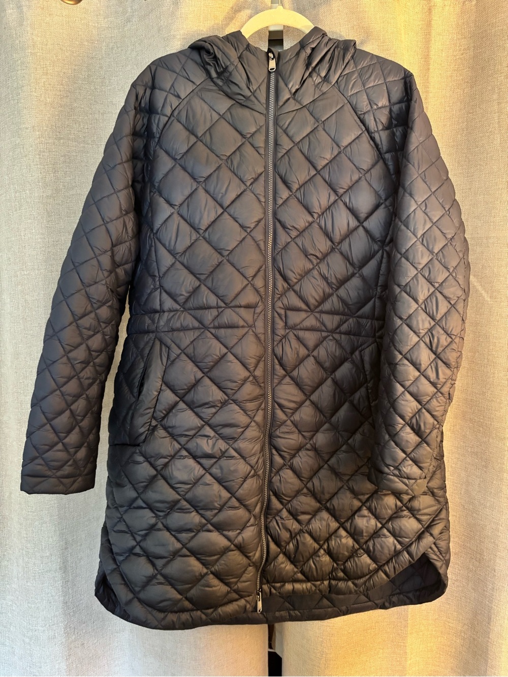 Athleta Whisper Featherless Parka, Navy Blue, XL